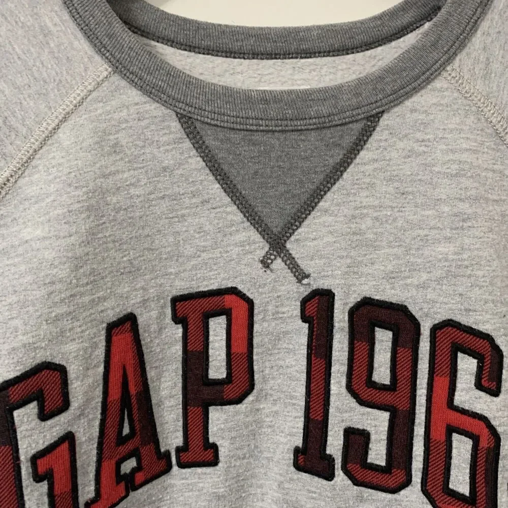 Gap Kids Gray Sweatshirt Boys X-Large (12) Buffalo Plaid Logo